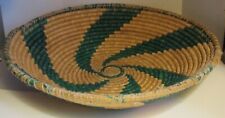 Vtg Large Handmade Southwestern Style Coil Low Basket/Bowl w Pinwheel Design picture
