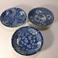 Vintage 3 Takahashi Porcelain Blue And White Plates Made In Japan 6.25