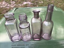 1890s Amethyst Medicine,Food &Whiskey bottles.H-5 3/4in-4 5/8in.Dia-2in-1 5/8in. picture