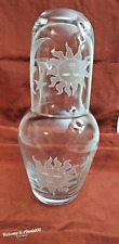 Clear Glass Carafe Decanter Etched Celestial Sun and Moon 90s picture