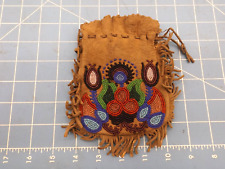 Vintage Late 1800-1900 Beaded Pouch Bag CREE Floral Pattern Both Sides Beaded picture