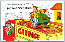 Garbage Man Has Stinky Sigar Comic Laff O Gram  UNP Chrome Postcard H16 picture