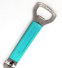 FOLEY Bottle Can Opener with Turquoise Plastic Handle Vintage READ picture
