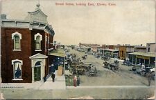 Kiowa Kansas Street Scene East Bank Restaurant 1908 to Parsons Postcard U10 picture