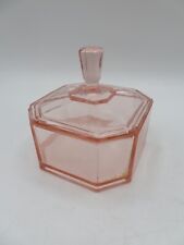 Vintage New Martinsville Pink Glass Lidded Powder Box/Jar (1900-1944) picture