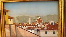 Vintage Italian Pietra Florence Landscape Framed Art Plaque Signed picture