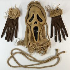 *MINT* Ghost Face Burlap Scarecrow Halloween Mask Gloves Rope Scream Costume picture