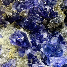 1.41LB Natural blue cubic fluorite And white crystal clusters/China picture