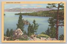 Postcard Emerald Bay, Lake Tahoe, California Vintage Linen picture