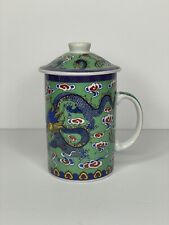 Chinese Procelain Tea Cup with lid no strainer dragon green picture