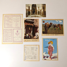 1960s Tangier Tanger Morocco VTG Ephemera, 6 Pc Lot w Silk Embroidered Postcard picture