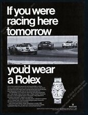 1968 Rolex Oyster watch Ford GT40 Porsche 910 car race photo scarce vtg print ad picture