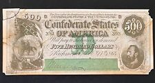 Civil War Era Reproduction 1863 $500 Banknote CSA Collectible Money Paper Cash picture