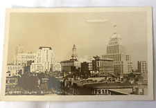 Air Ship Blimp Over Boston Skyline Mass Dirigible RPPC Real Photo Postcard DOPS picture