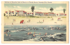 Panama City Florida c1941 Bathing Beach, Gulf of Mexico, palm tree picture