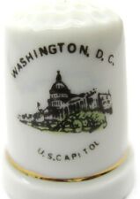 The U.S. Capital Washington D.C. Vintage Porcelain White Thimble Gold Trim Band picture