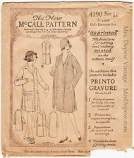 Vintage Sewing Pattern 1920s McCall 4190 Girl's Dress and Coat Ensemble 30