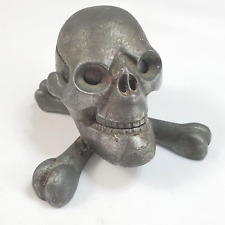 Metal Skull Inkwell Ink Well With Cross Bones Vintage Very Old picture