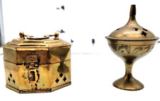 VINTAGE INDIA BRASS INCENSE BURNERS (set of 2) picture