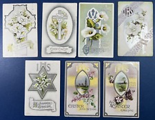Nice Religious Mixture 7 Easter Antique Postcards. EMB.Silver. PUBL: Birn Bros picture