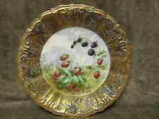 Vintage Limoges France Signed J Golse Hand painted Gilt Plate w/ Berries design picture