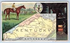 KENTUCKY MAP #61 WHISKEY HORSES ARBUCKLE'S ARIOSA COFFEE VICTORIAN TRADE CARD picture
