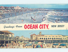 Pre-1980 TWO BEACH VIEWS ON ONE POSTCARD Ocean City New Jersey NJ 6/7 AE9158 picture