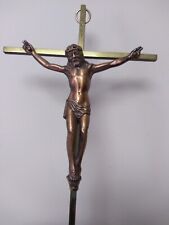 brass & copper colored crucifix INRI 10 inches tall picture