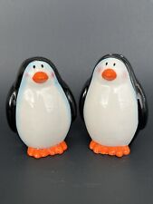 Penguin Birds Ceramic Salt & Pepper Shakers Black Orange. New picture