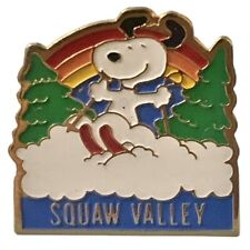Vintage Squaw Valley Peanuts Snoopy Skiing Travel Souvenir Pin picture