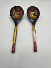 LOT OF 2 VINTAGE Russian Khokhloma Hand Painted Strawberry Wood Spoons picture