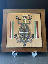 Native American Sandpainting Signed “The Burbas” Wood Frame Vintage picture