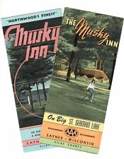 2 Vintage 1940s Travel Brochures The Musky Inn on Big St. Germain Lake Sayner WI picture