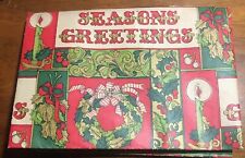 Vintage 1960s Seasons Greetings Christmas Gift Wrap 3 Sheets 34” x 29” picture