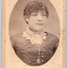 c1870s Hanover, PA Weird Cute Young Lady Girl CdV Photo Card Hippie Goofball H31 picture