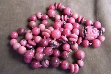 CHINESE vintage PINK rhodonite bead necklace-unusual-knotted-30