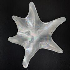 Vintage Akcam Glass Star Fish Dish Iridescent White Art 12