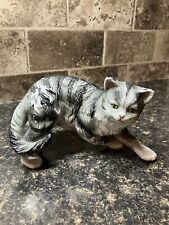 Vintage 1980’s, Gray And White Ceramic Kitty Figurine picture