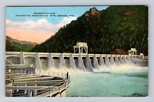 Bonneville Dam OR-Oregon, Scenic View, Antique, Vintage Souvenir Postcard picture