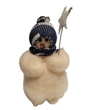 The Original Wooly Snowman Figurine Wearing Hat Scarf With Star Glittered picture
