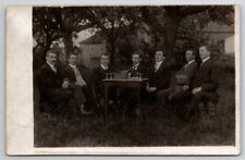RPPC Dapper And Handsome Men Having Drinks On Lawn Real Photo Postcard P24 picture