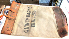 RARE QUINCY ILLINOIS Barge Builders Mail Bag Leather And Canvas Money Bag Large picture