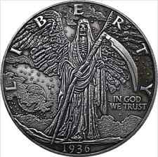 1936 Vintage Grim Reaper Gift Sickle Grim Reaper Souvenir Collection Lucky Coin picture