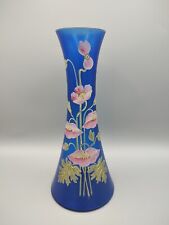 French Victorian Legras Blue Hand Painted Vase picture
