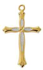 Gold Toned Ornate Two Toned Fleured Cross Pendant on Plated Chain,18 In picture