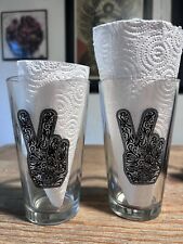 OBEY Shepard Fairey Pint Glass Cup Print Art Banksy Peace Set Of 2 picture