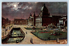 Saxony Germany Postcard Leipzig Reich Court at Night c1910 Oilette Tuck Art picture
