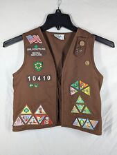 Vintage 1990's Brownie GIrl Scout Vest w/ Patches Badges Size Small USA Sewn picture