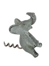 Vintage SITTING ELEPHANT Metal CORKSCREW Pachyderm Animal Barware picture