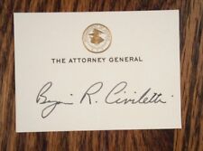 Attorney General Benjamin Civiletti  Autograph - Signed Gold Embossed DOJ  Card picture